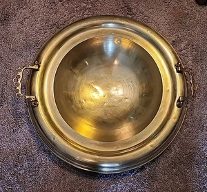 Large Brass Brazier with Cast Brass Handles 18 inch Diameter - Picture 1 of 10