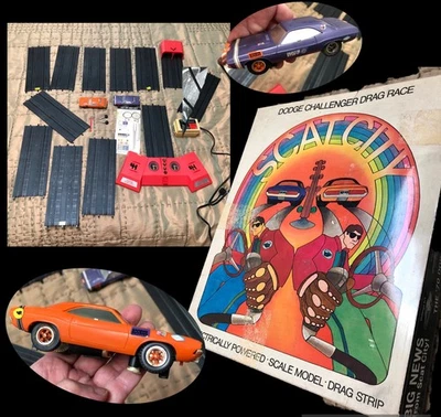Dodge Challenger SCAT PACK DRAG RACING 1970 de colección concesionario promoción juego de autos tragamonedas con caja Foto 1 de 4