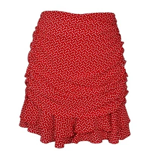 Aqua Heart Ruched Double Ruffle Mini Skirt Red/White Women Medium NWT Valentine - Picture 1 of 9