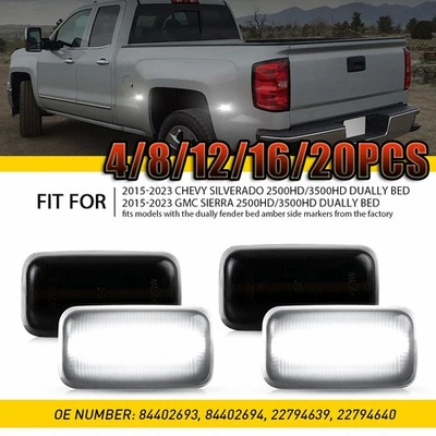 For 15-23Chevy Silverado GMC 2500HD 3500HD Dually Bed LED Side Marker Light4-20x - Image 1 of 4