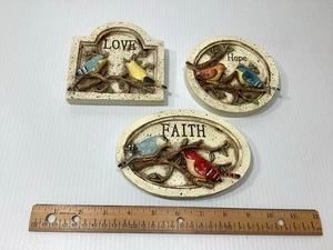 Vintage Wall Bird Plaques (3) Piece Set With Multiple 3D Birds BEAUTIFUL COLORS! - Picture 1 of 6
