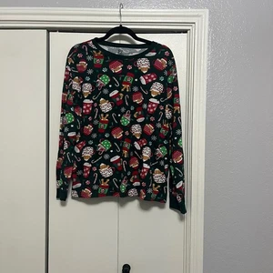 PJ Place Damen Langarm Weihnachten Pyjama Oberteil Lebkuchenmuster L - Bild 1 von 5