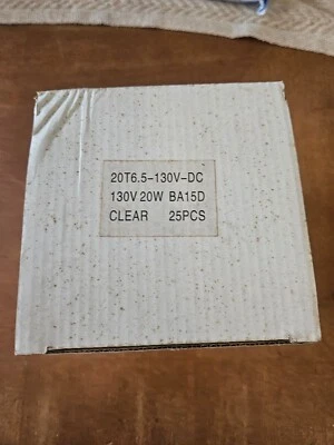 20T6.5 DC CL 130 20W 130V Clear   Bayonet Base Bulb 25 per box - Image 1 of 3