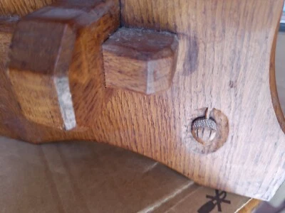 Vintage " Acornman "  Alan Grainger Art & Crafts Yorkshire  Oak Stool / Table - Image 1 of 4