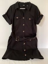 Size 16 Utility Dress-Black by Du Jour Button Front A376111 $72