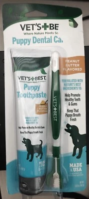 Vet’S Best Kit Dental para Cachorros – Cepillo de Dientes y Pasta de Dientes para Cachorros – Ayuda a Calmar Foto 1 de 2