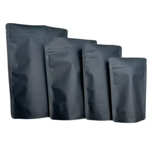 Matt Black Recyclable Stand Up Pouch with Zipper Smooth Matt Finish (100 pcs) - Picture 1 of 10