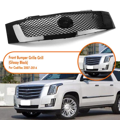 1x Front Bumper Grille Mesh Grill For Cadillac Escalade EXT 2007-2014 2008 Black - Imagem 1 de 4
