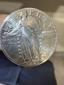 Moneda de 25 centavos de cuarto de libertad permanente de 1927 limpiada - Imagen 1 de 9