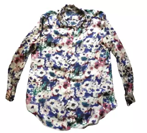 Lauren Ralph Lauren Shirt Womens Large Button Up Allover Print Flower Blouse - Picture 1 of 6