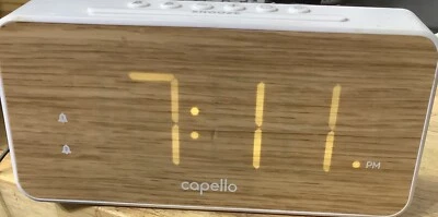 Capello Extra Large Display Digital Dual Alarm Clock White/wood Grain Pine.w B. - Image 1 of 4