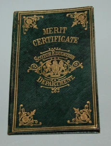 1901. SCOTCH EDUCATION MERIT CERTIFICATE. DUNFERMLINE PUPIL. GILDED LEATHER CASE - Picture 1 of 3