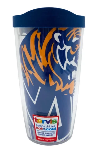 Memphis Tigers 16oz Tervis Tumbler with Lid-Made in USA-New Cover
