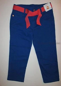 Gymboree Chevron and Dots Royal Blue Ribbon Belted Capri Pants Girls 7 Slim NWT - Picture 1 of 1