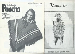 PONCHO 976 y 574 Dama Tejido + Chal-Collar CHAQUETA Pedido por Correo Años 70 GRIT - Imagen 1 de 1