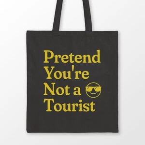 Tourist Gift Tote Bag Funny Saying City Travel Canvas Totes 15 x 16 in Black - Picture 1 of 8