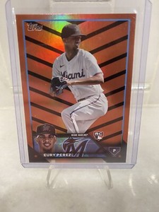 2023 Topps Update Eury Perez RC Orange & Black Halloween Foil SP Marlins #US139