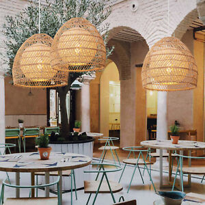 Bamboo Rattan Tea Pendant Light Lamp Shade Ceiling Chandelier Lampshade Kitchen