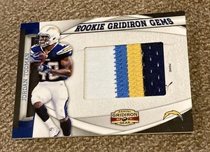 JORDAN TODMAN RC 2011 GRIDIRON GEAR Rookie GEMS JERSEY PATCH SSP # 3/10 Chargers - Picture 1 of 3