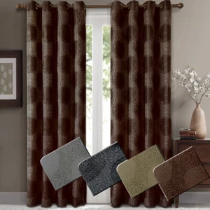 Juego de 2 paneles de cortina para ventana 100 % poliéster Lexington Jacquard con tapa de ojal - Imagen 1 de 8