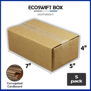 5 7x5x4 "EcoSwift" Brand Cardboard Box Packing Mailing Shipping Corrugated - Picture 1 of 6