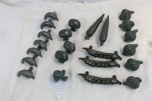 Vintage Vegetable Cabinet Knobs 23 Cast Metal Assorted - Picture 1 of 9