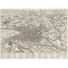 Map Brambilla 1590 View Modern Rome From West Plan XL Wall Art Canvas Print