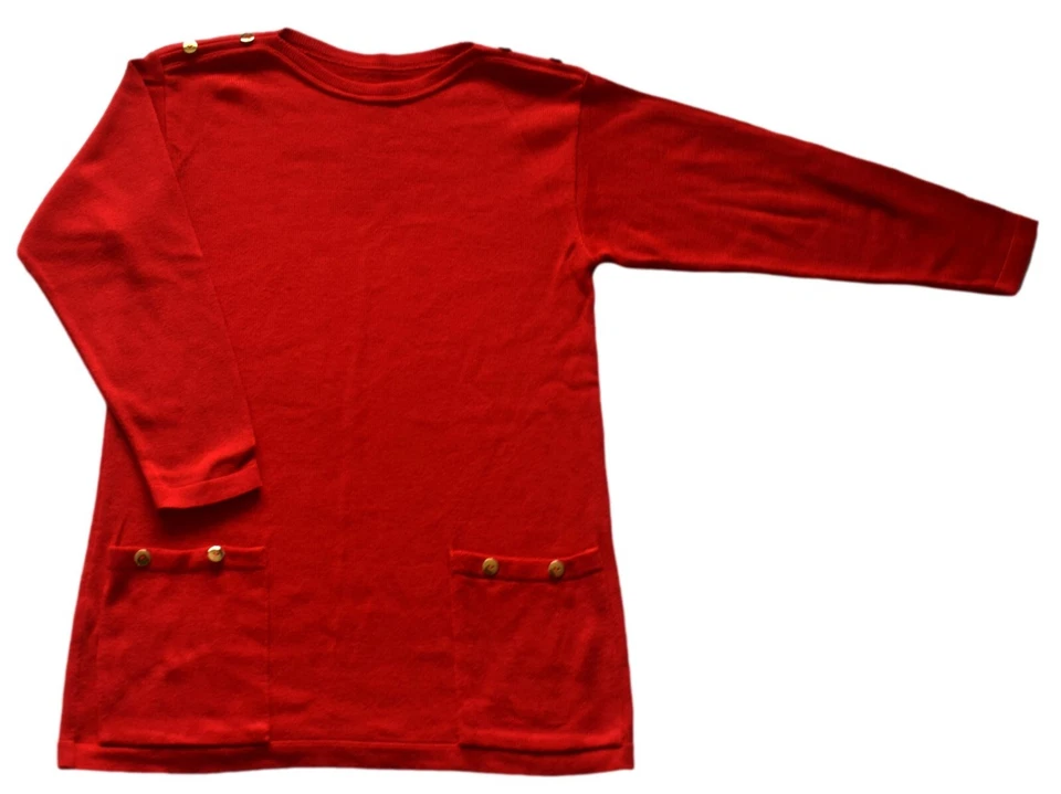 Womens Vintage Jumper 80s Long Red Retro Boho 12 - Image 1 of 1