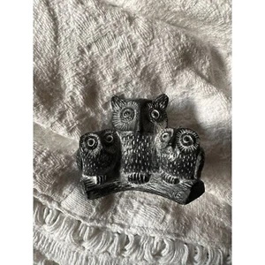 THE WOLF SCULPTURES CANADA Soapstone THREE OWLS - Picture 1 of 4