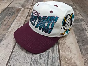 VTG Apex One Anaheim Mighty Ducks Cap Hat Fitted Size 7 1/8 NHL 90's Logo White - Picture 1 of 7