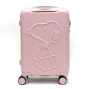 Snoopy Pink Travel Luggage Carry on Suitcase Spinner TSA Lock 22" HAP2285-49 - Picture 1 of 13