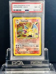 1999 Pokemon TCG Base Set Charizard HOLO Rare 4/102 PSA 8 NM-MT