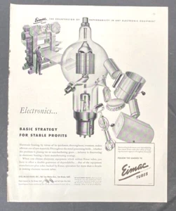 Anuncio impreso vintage de tubos Eimac 1946 electrónica Eitel-McCullough - Imagen 1 de 2
