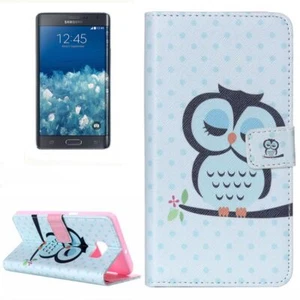 Wallet Hülle Case Cover Schale für Handy Samsung Galaxy Note 5 Edge Dicke Eule - Afbeelding 1 van 6