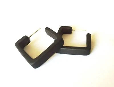 Black Frosted Square Lucite Hoop Earrings - Image 1 of 4