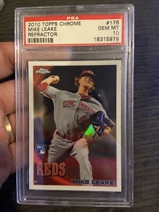 2010 Topps Chrome #176 Mike Leake Psa 10 Rookie Card Refractor Pop 12 - Picture 1 of 2