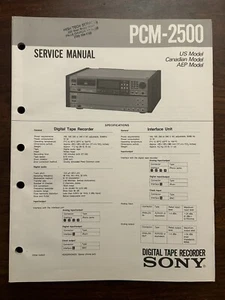 Sony PCM-2500 Digital Tape Recorder Service Manual OEM Vintage Diagrams Repair - Picture 1 of 4