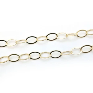 Gold Plated Sterling Silver Chain, Big Flat Oval, 8X6mm Bulk Lots By The Foot - Picture 1 of 3
