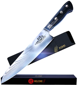 KUMA Japanese Damascus Steel Chef Knife - Sharp Professional 8” Kitchen Knives - Picture 1 of 11