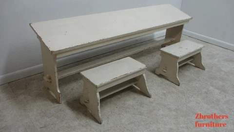 Antique Mission Style Childs Desk and bench Set Library school A Cover