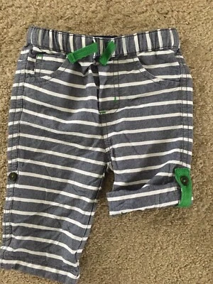 Calça Shorts Ajustável Mini Boden Bebê Azul Náutico Branco Verde 3 6 Mos Excelente Estado Usado - Imagem 1 de 4