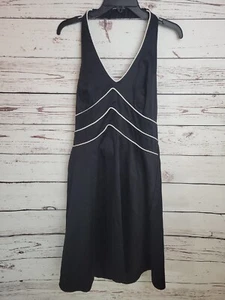 NWT AGB Black V-Neck Backless Sleeveless Halter Night Out Dress Women's Size 14P - Picture 1 of 15