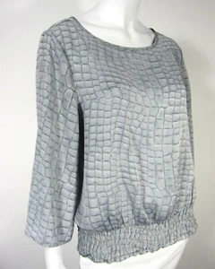 Michael Michael Kors long sleeve scoop neck blouse Top Size L large Gray animal - Picture 1 of 8