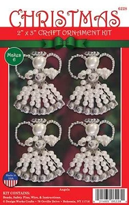 Juego de 6 adornos de perlas de alfiler de seguridad con cuentas artesanales Design Works - Imagen 1 de 6