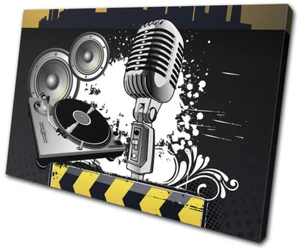 Microphone Decks Vinyl Abstract Musical SINGLE CANVAS WALL ART Picture Print - Picture 1 of 1