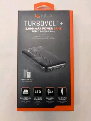 Helix Power Bank Turbovolt+ 5000mAh 3-Port Portable Battery - Image 1 of 2