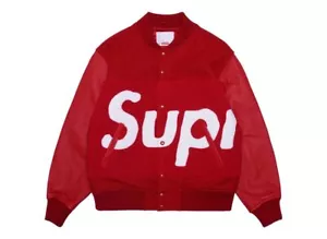Supreme Big Logo Chenille Varsity Jacket Red - Picture 1 of 3