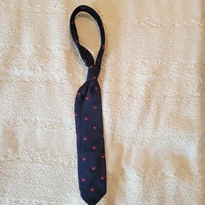 Vintage Brooks Brothers Boys Department Tie Navy with Red Embroidered Whales - Picture 1 of 8
