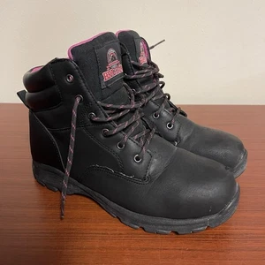 Brahma Bevel Work Boots Women's Size 10 Black Pink Steel Toe Slip Resistant - Picture 1 of 10