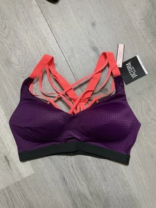 Victoria's Secret VSX Sport-BH Damen 34C lila gepolstert mittlerer Halt leicht neu mit Etikett - Bild 1 von 2